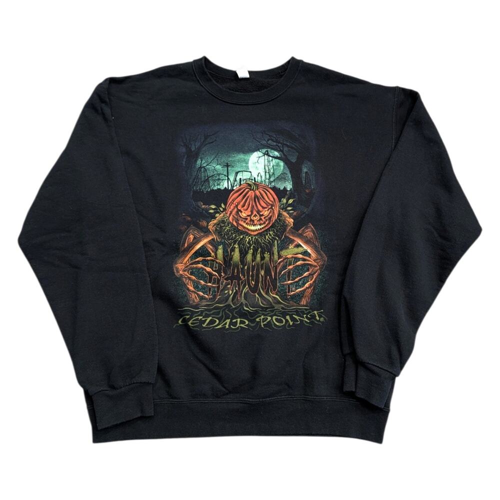 Modern Cedar Point Haunt with Evil Pumpkin Graphic Sweatshirt